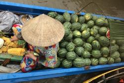 plávajúci trh s ovocím vo Vietname