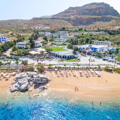Pohľad na pláž a hotel Porto Angeli, Rodos