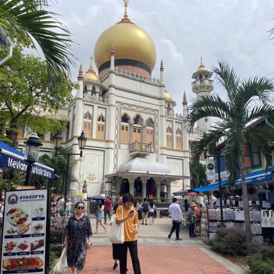 Mešita a koloniálna štvrť v Singapure.