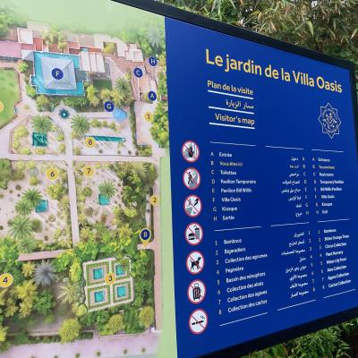 Záhrada Majorelle a plán so vstupnou bránou.