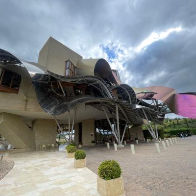 Hotel s farebných titánových platní na španielskom vidieku.