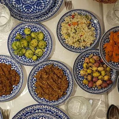 Rôzne marocké predjedlá - zelenina.