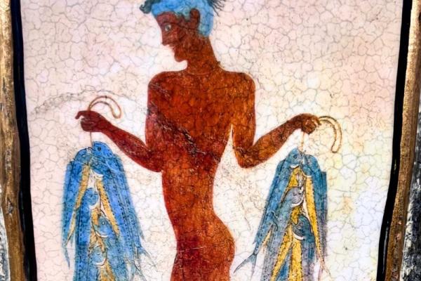 Minojský motív - chlapec s rybami