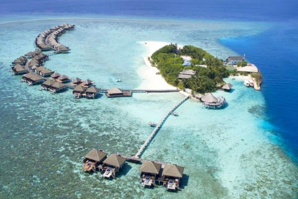 Pohľad z výšky na hotel Adaaran Prestige Vadoo