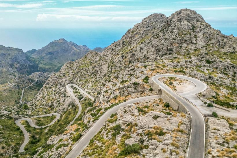 Kľukaté cesty k Torrent de Pareis pri Mirador Coll de Reis na Malorke