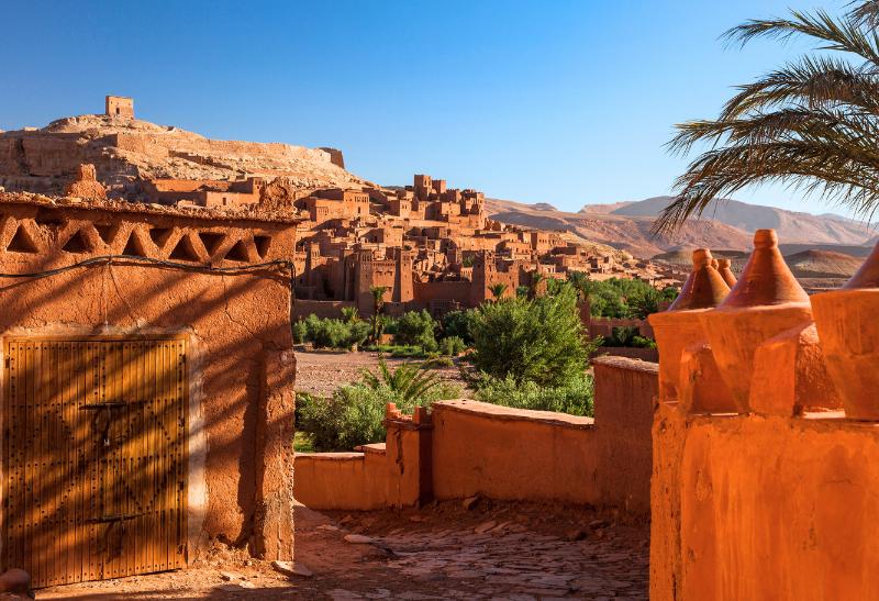Hlinená dedina Ait Benhaddou v Maroku.