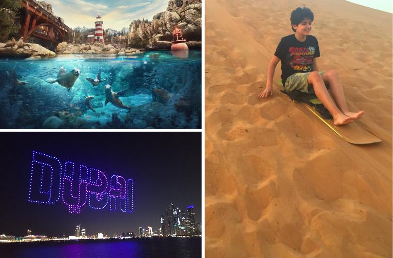 Dubajské dobrodružstvá - koláž fotiek z Dubaja a Abu Dhabi.