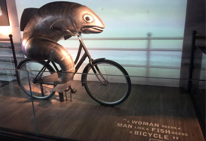 Ryba na bicykli. Múzeum. Dublin.