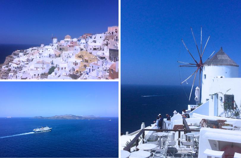 Santorini a výhľady na more. Grécko