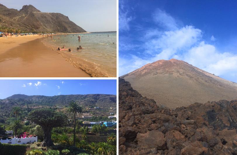 Zlatá pláž, sopka Pice de Teide a najznámejší strom ostrova - dračinec. Tenerife