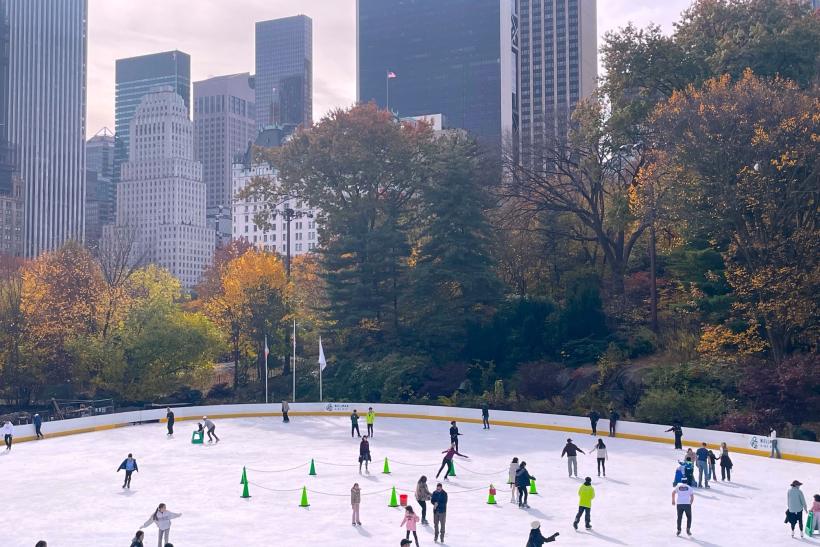 Central Park a klzisko s ľudmi.