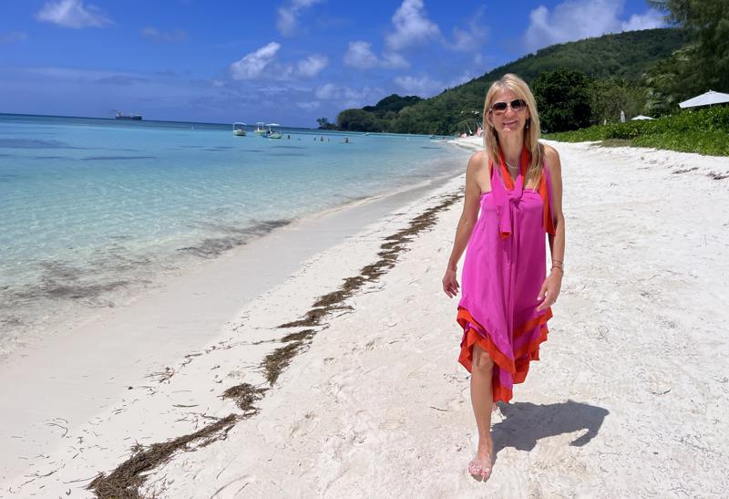 Norika Fedorová na pláži hotela Club Med Seychelles.
