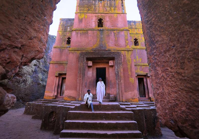 Kostol v Lalibele v Etiópii.
