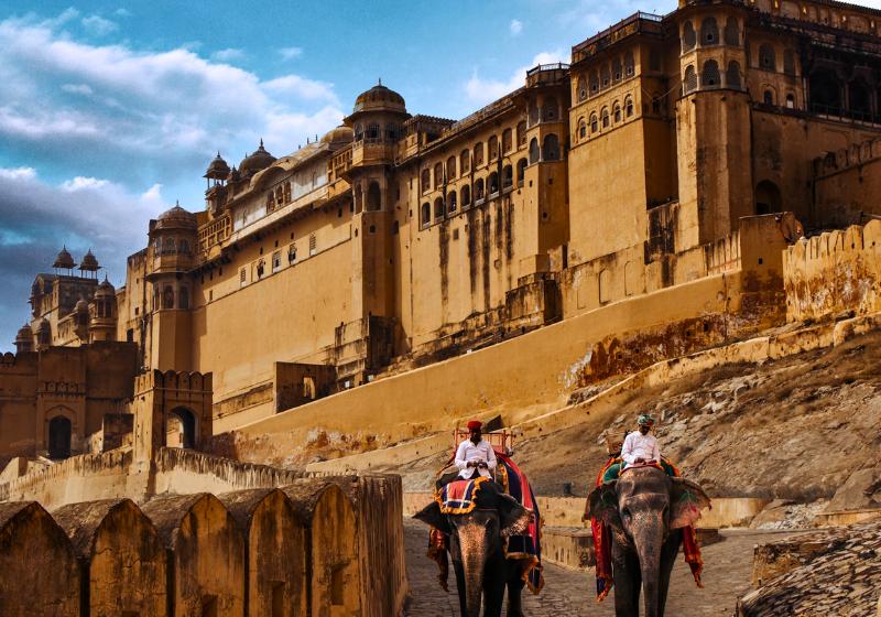 Slony a pevnosť Amber, India