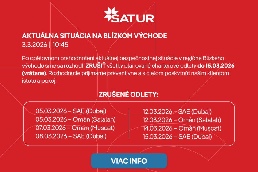 Aktuálne informácie o odletoch do regiónu Blízkeho východu