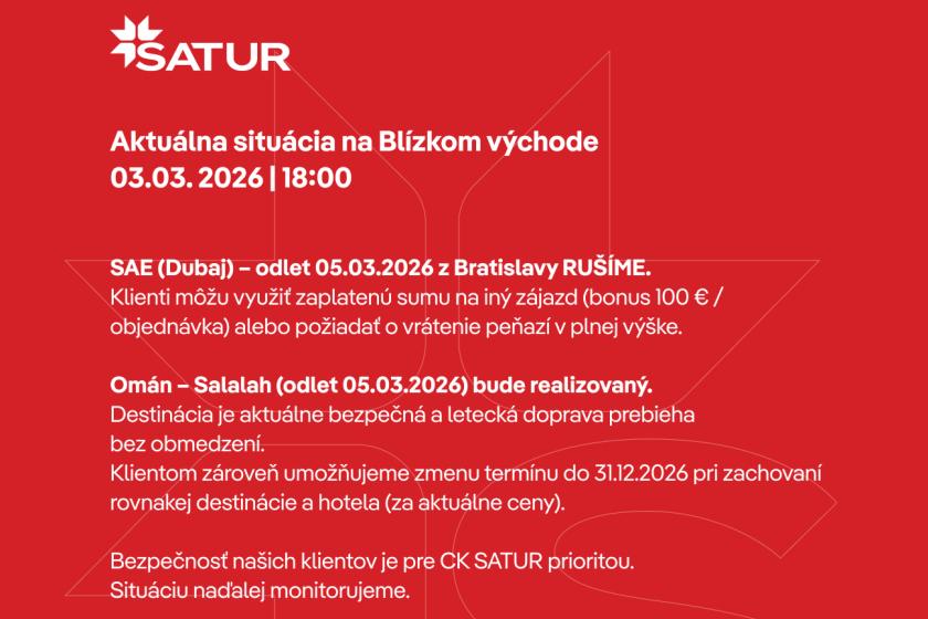 Aktuálne informácie o odletoch do regiónu Blízkeho východu