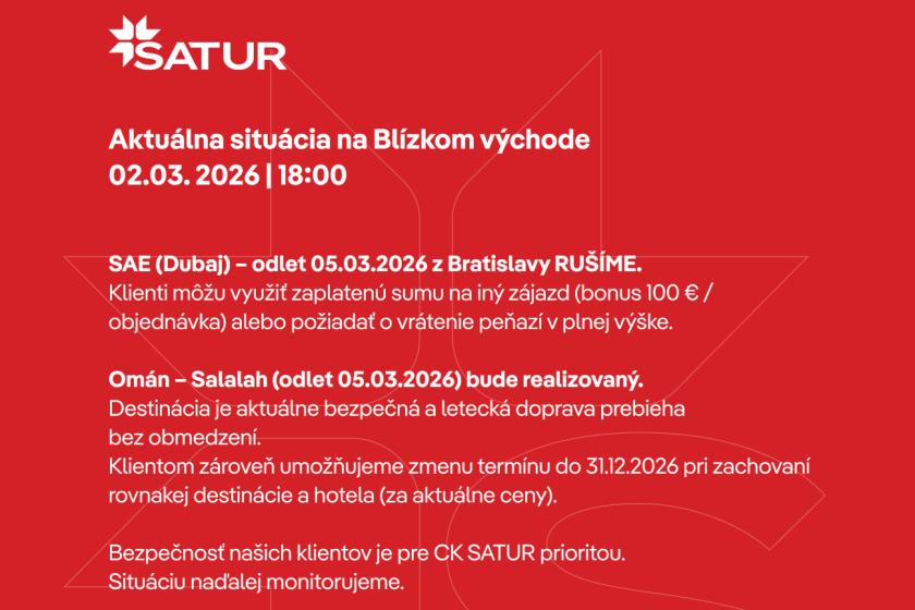 Aktuálne informácie o odletoch do regiónu Blízkeho východu