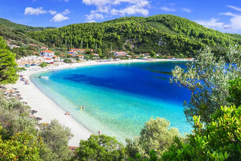pláž na ostrove Skopelos