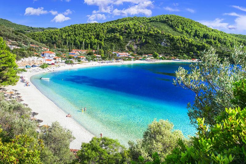 pláž na ostrove Skopelos