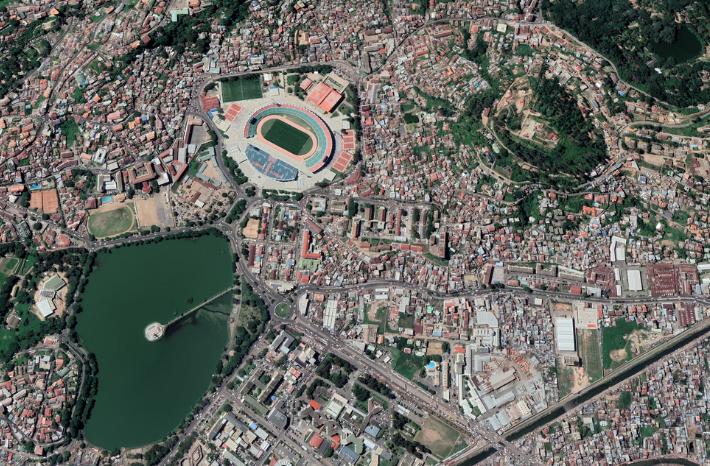Letecký pohľad na Antananarivo. Madagaskar.