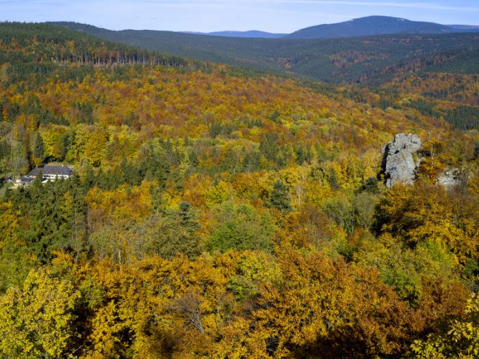 Zrúcaniny hradu Rabštej a moravská príroda. Česko.